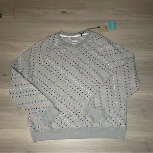 Prana Cozy Up Sweatshirt XL Womens Heather Grey Rainbow Hemp Tencel Lyocell NWT